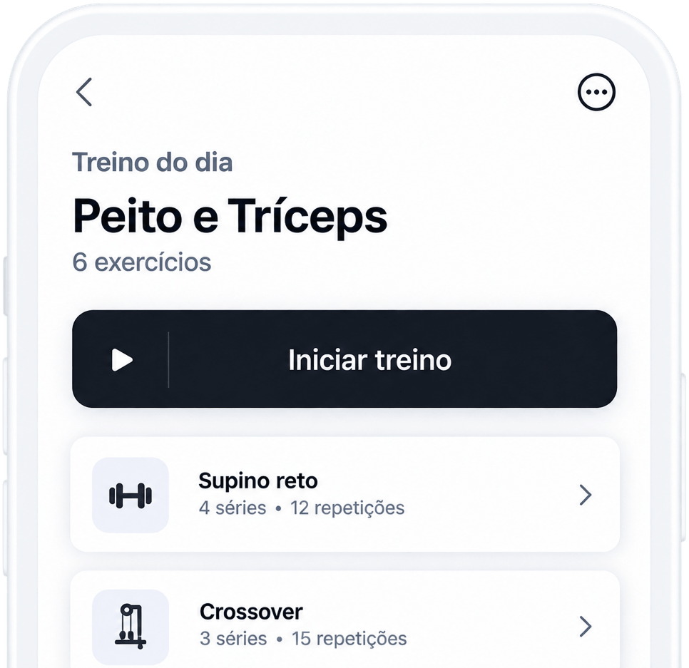 Treinos e orientações no aplicativo