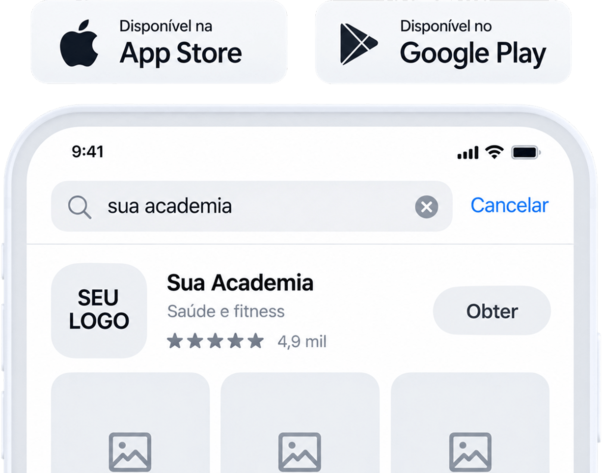 Aplicativo da academia encontrado na busca da loja
